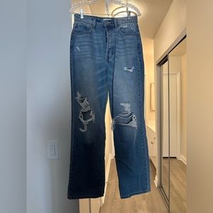 High waisted straight leg jeans